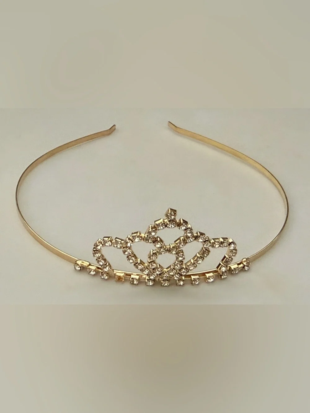 Gold-tone Clear Crystal Tiara Headband - Elegant Women's Hair Accessory